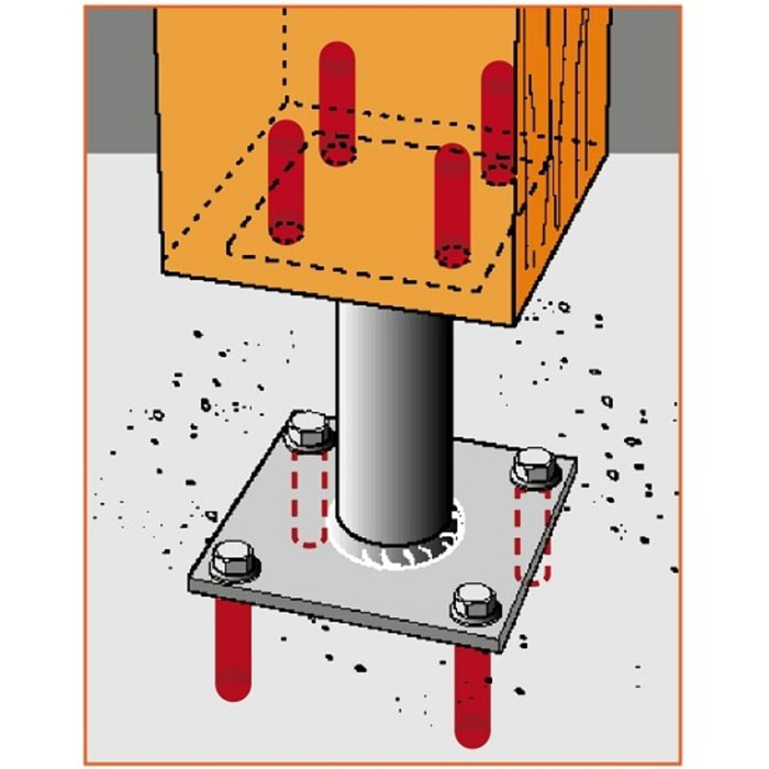 Pied de poteau fixe 'prêt-à-fixer' SIMPSON - kit complet avec fixations - KIT FIX PPA150