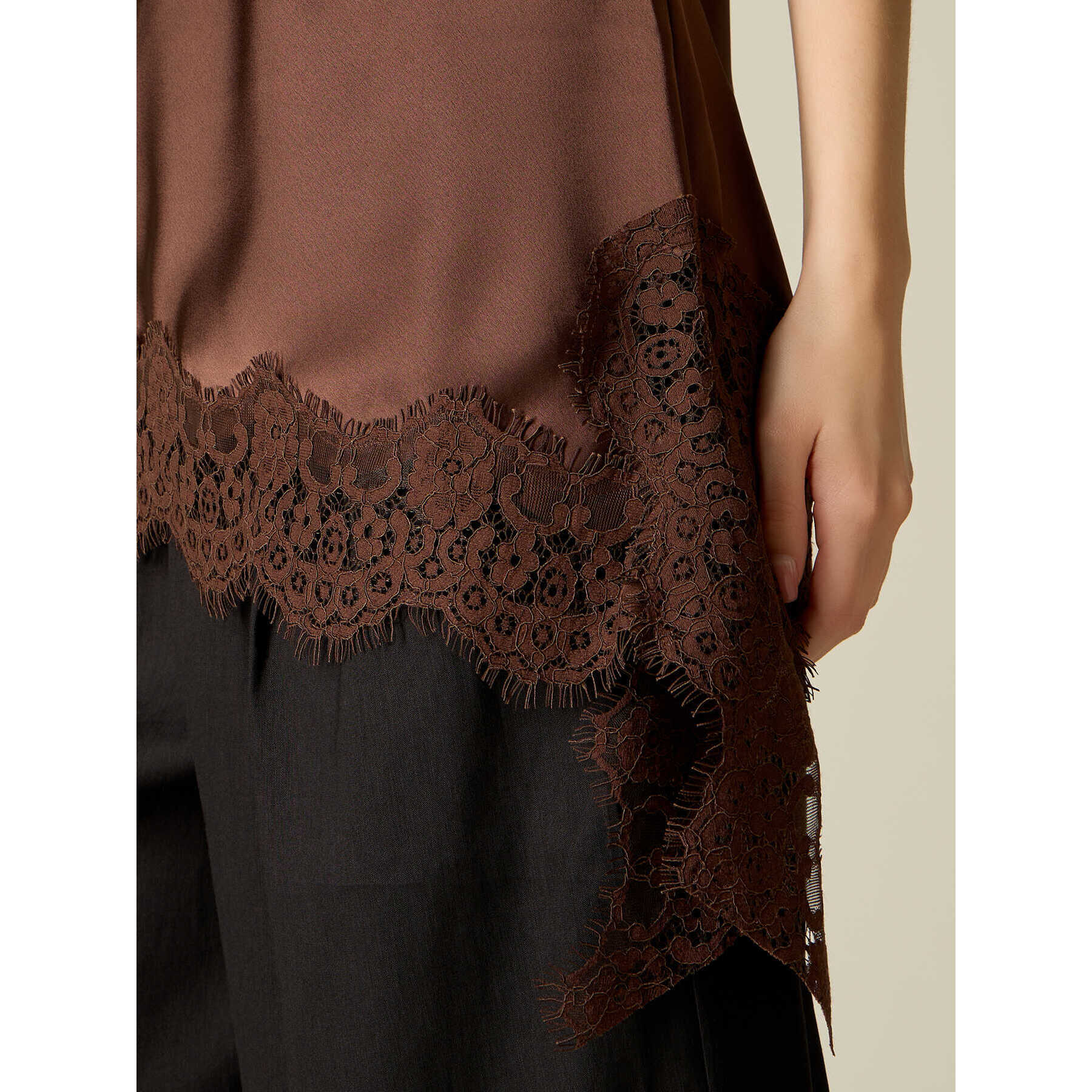 Oltre - Top lingerie asimmetrico - Marrone