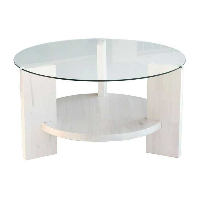 Tavolino da salotto Felino, Tavolo basso da caffè, Portariviste per divano, Ripiano da soggiorno, 75x75h40 cm, Bianco