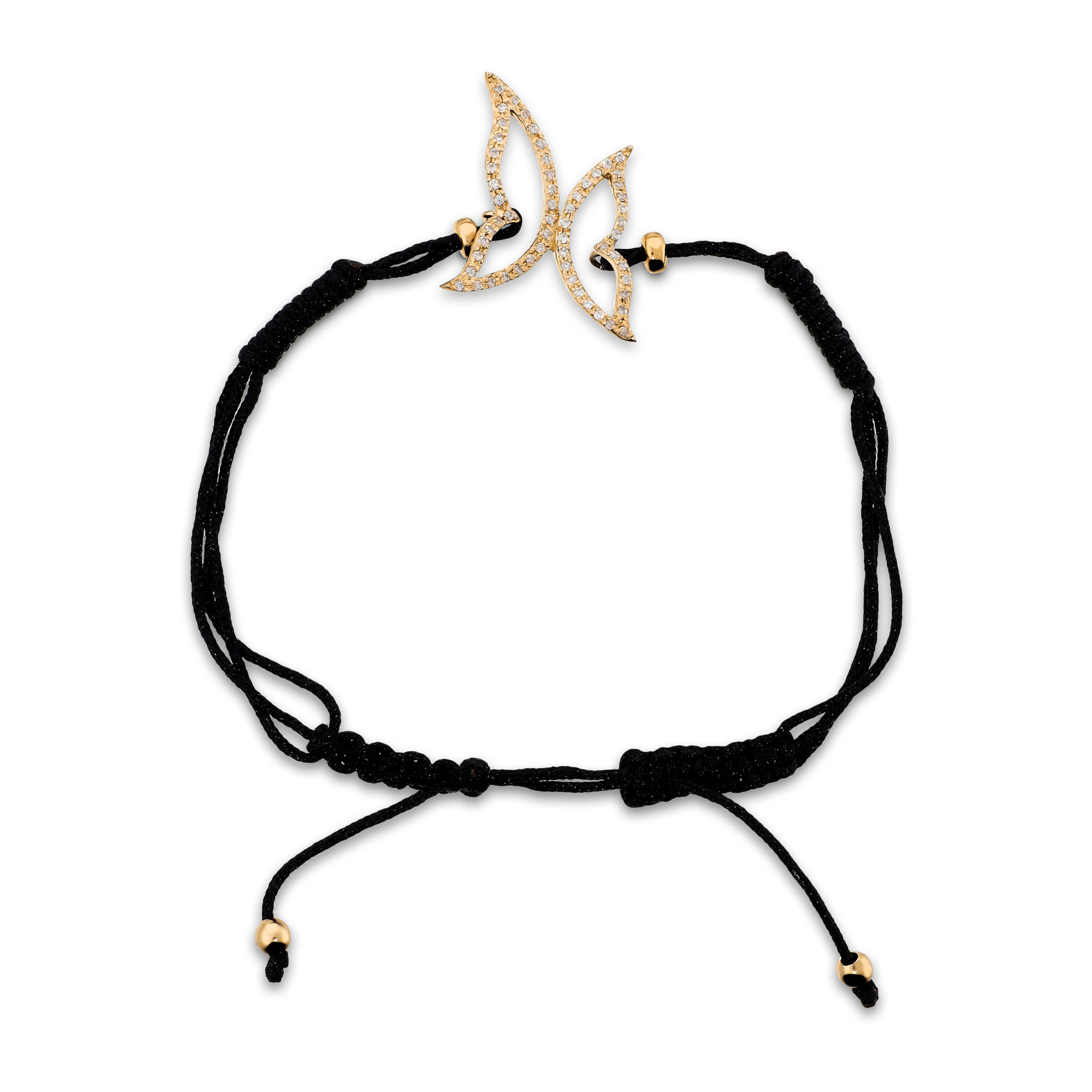 Bracciale Regolabile in Cordino con Farfalla e Cubic Zirconia in Argento 925 placcato Oro Rosa 18Kt