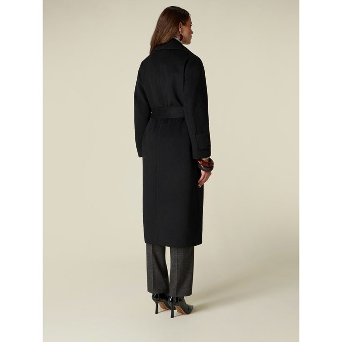 Oltre - Cappotto doppiopetto misto lana - Nero