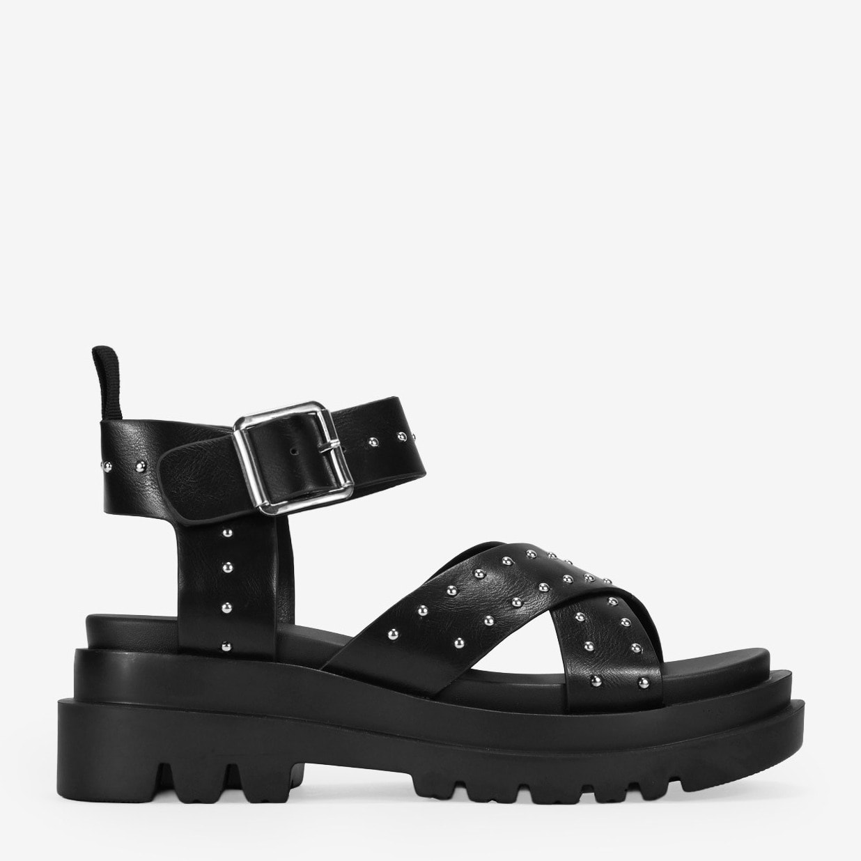 Sandalias chunky negras con hebilla