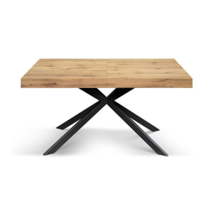 Tavolo CAMAIORE in legno, finitura rovere rustico e base in metallo verniciato antracite, allungabile 140x90 cm - 220x90 cm