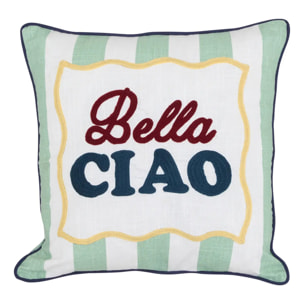 Coussin Della pasta 40x40cm rayures vert céladon