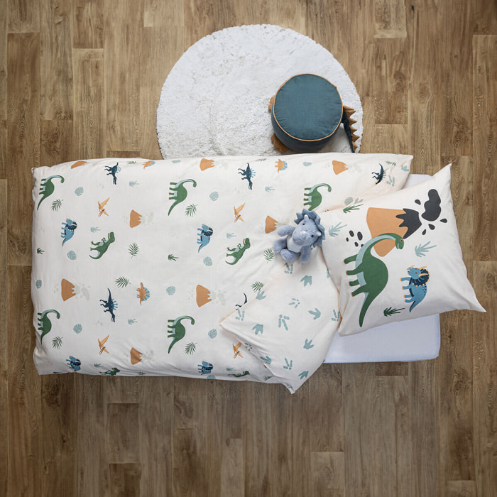 Parure de lit imprimée Au pays des dinosaures 140x200cm