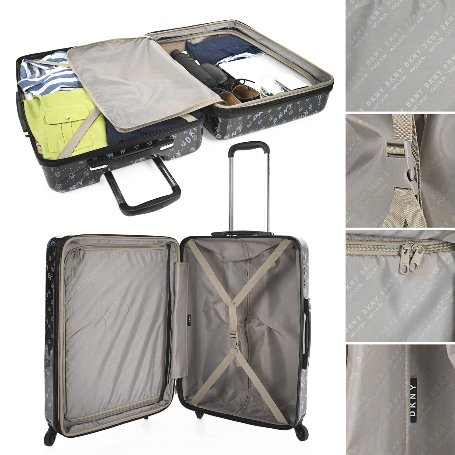 Juego De Maletas Pc Dkny Dkny-905 On Repeat Blk/Lt Charcoal-Ashly Blu