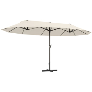 Parasol de jardin XXL parasol grande taille 4,6L x 2,7l x 2,4H m ouverture fermeture manivelle acier polyester haute densité crème