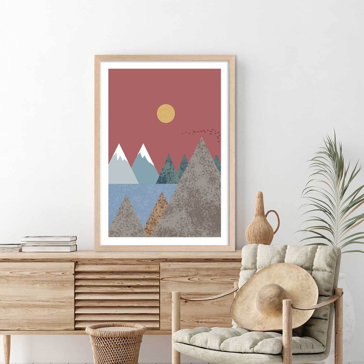 Affiche Soleil couchant Affiche sous cadre bois