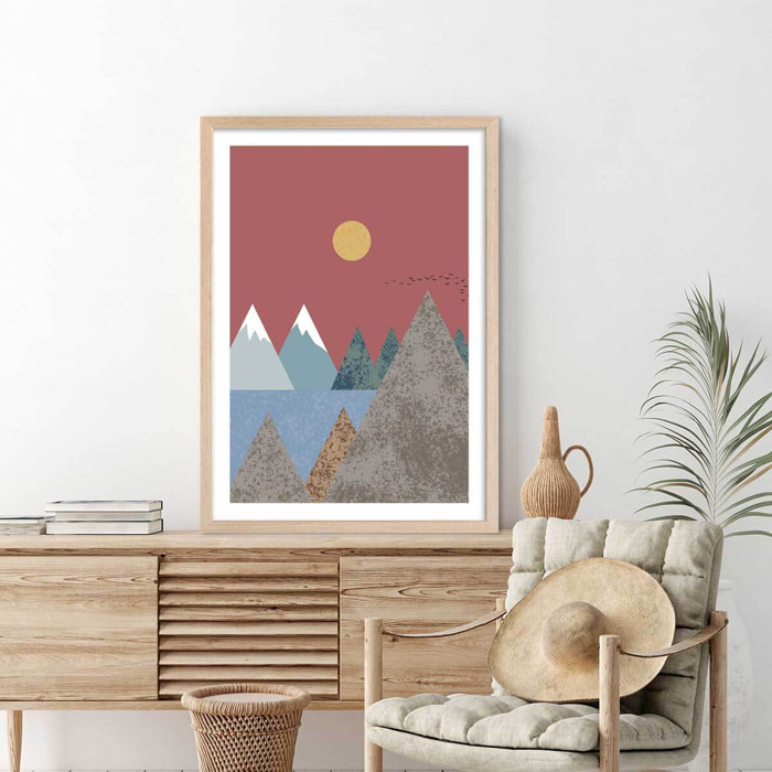 Affiche Soleil couchant Affiche sous cadre bois