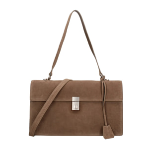 Borsa a spalla da donna Made in Italy - Lavinia Chic - Pelle Scamosciata - 34.5 x 21.0 x 10.0 cm