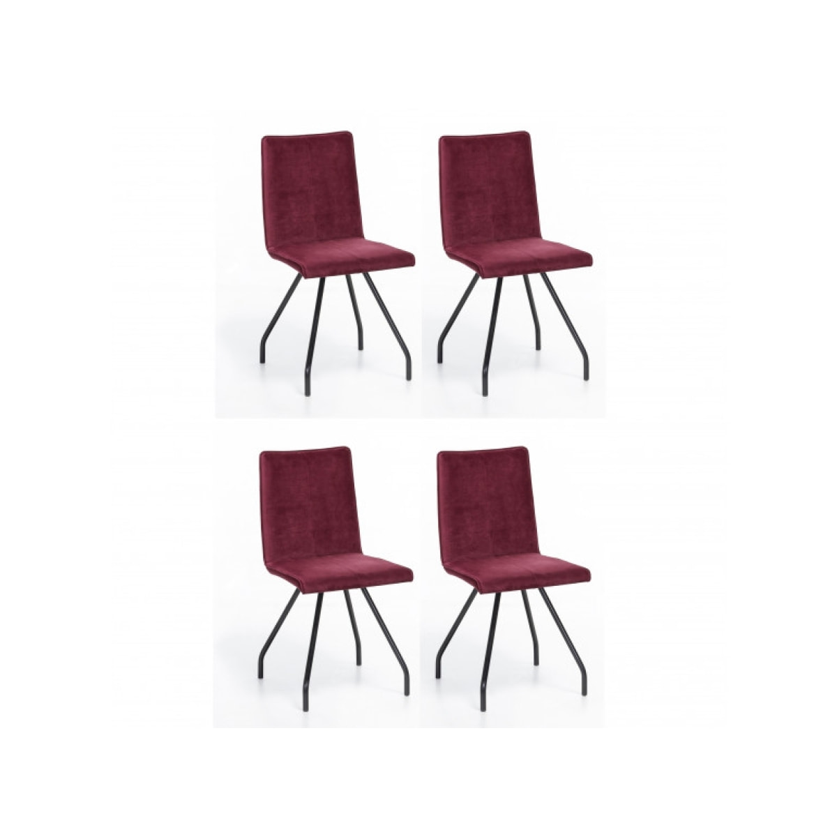 Lot de 2 chaises en velours & piètement métal noir - HARRY