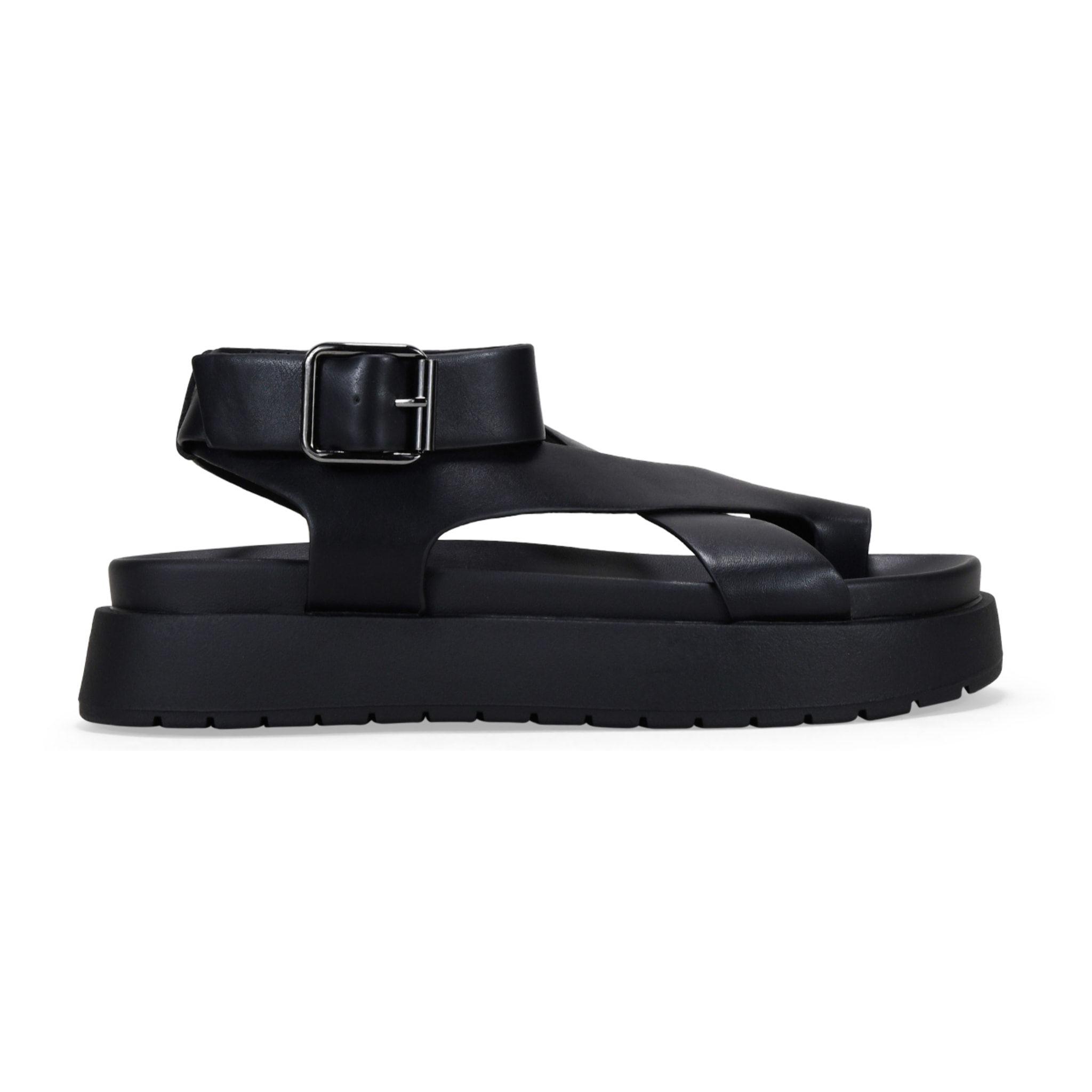 Sandalias de dedo negras con hebilla