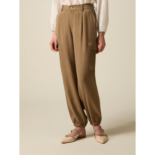 Oltre - Pantalones cargo de lyocell - Beige