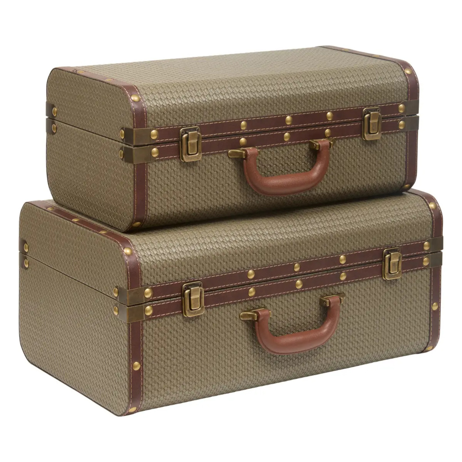 Lot de 2 cantines de rangement rectangulaires Bonie vert kaki