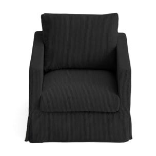 Serena - fauteuil déhoussable en velours côtelé - Noir