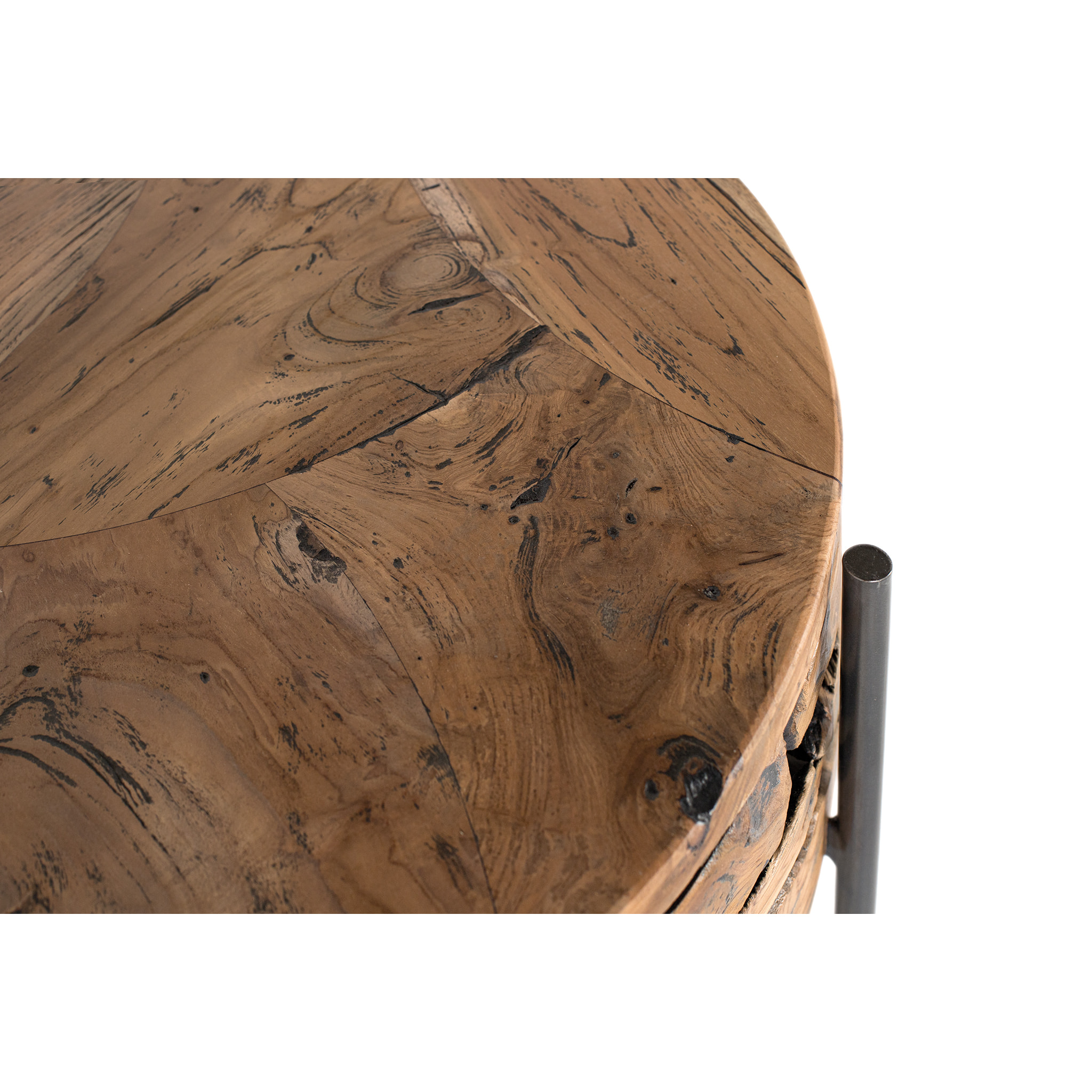 Table Basse en Bois de Teck 84 cm Style Rustique Chic Industriel