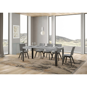 Table extensible 80x120/204 cm Linea Gris Béton cadre Anthracite