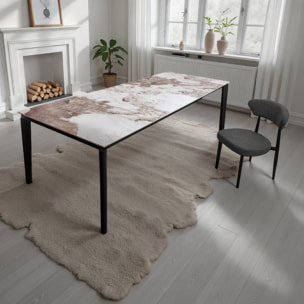 Table à manger extensible Tomasucci WIDE, en céramique, marbre onyx, gris, 160/220 × 90 × 77,5 cm