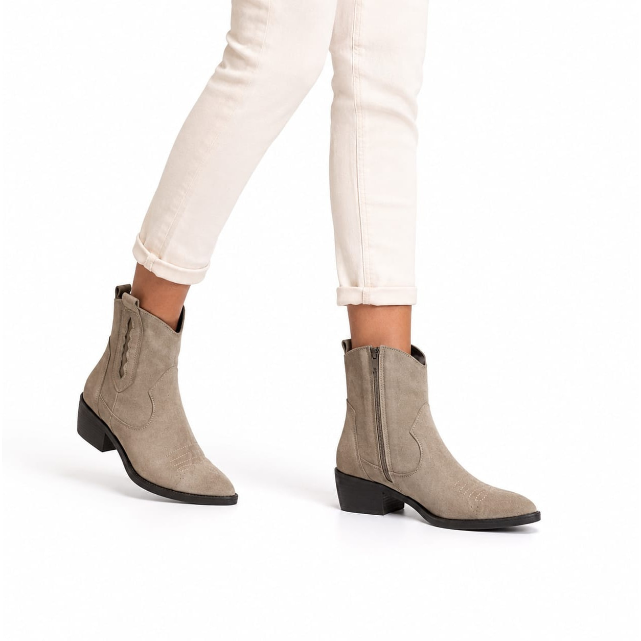 Texano basso in vera pelle scamosciata - tacco 5 cm