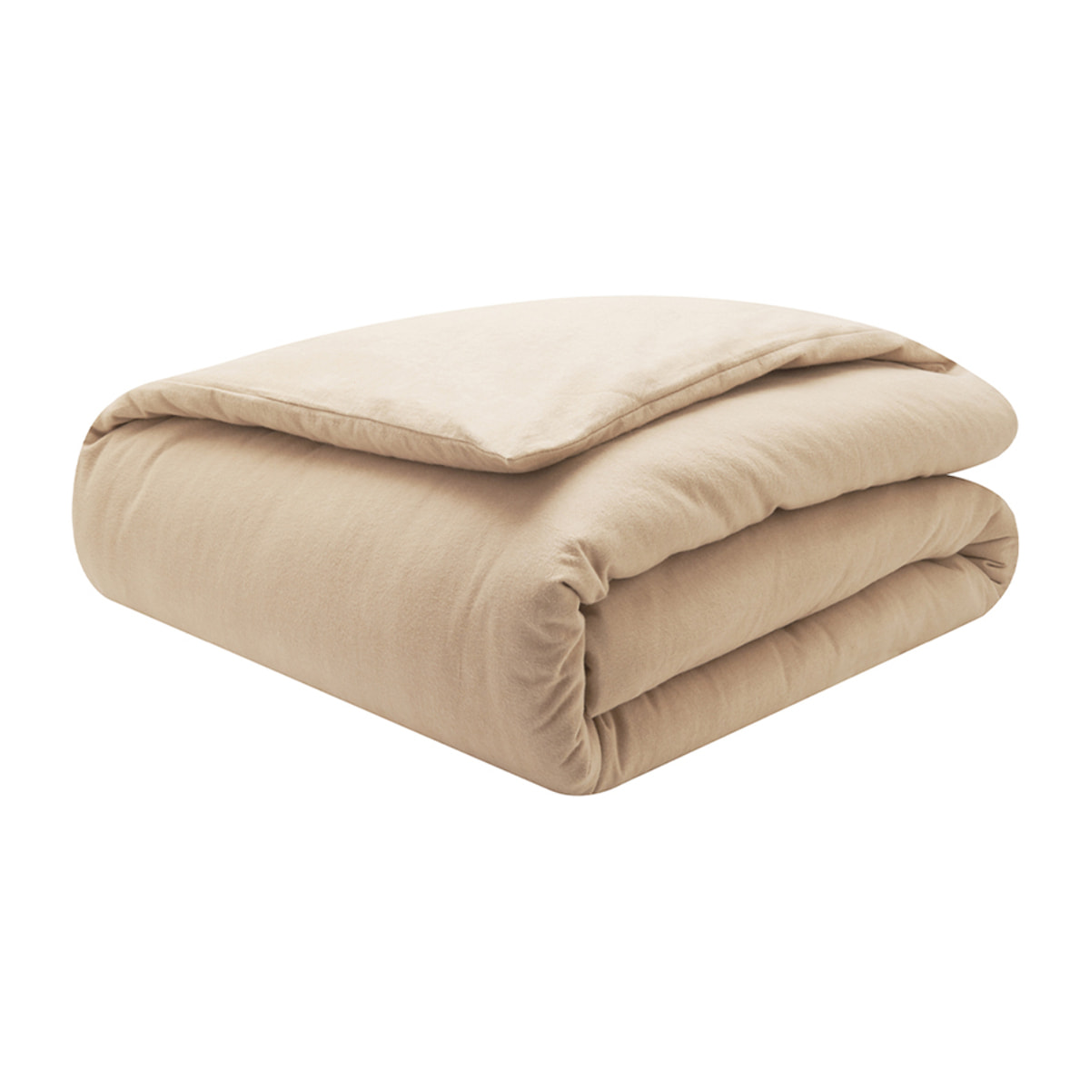 Housse de couette unie en flanelle de coton chambray, FRISSON, Beige Sésame