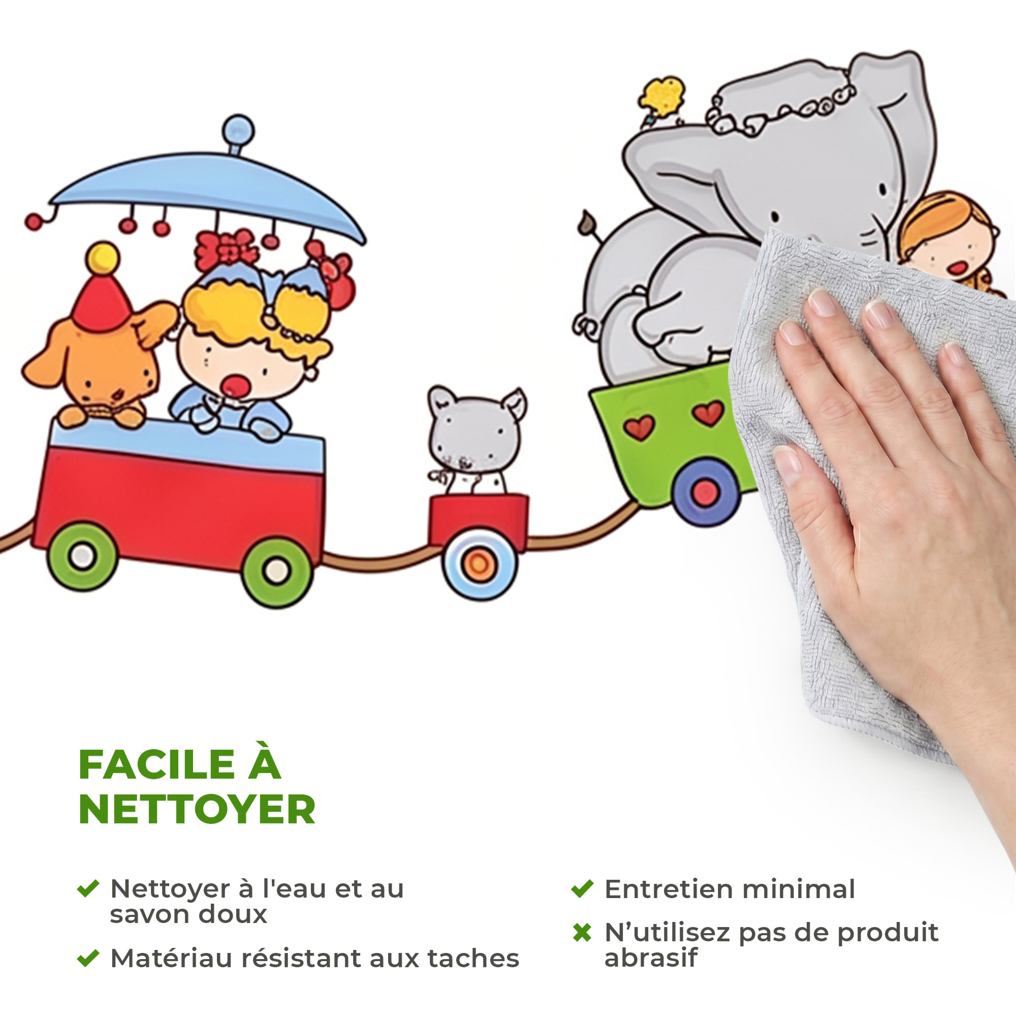 Stickers Muraux décoration adhésifs trains animaux cirque