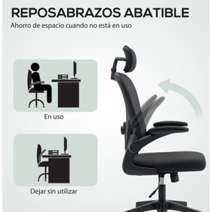 Silla de Oficina Giratoria Silla de Escritorio de Malla Transpirable con Altura Ajustable Reposacabezas y Soporte Lumbar Ajustables Silla de Despacho Basculante Carga 120 kg Negro