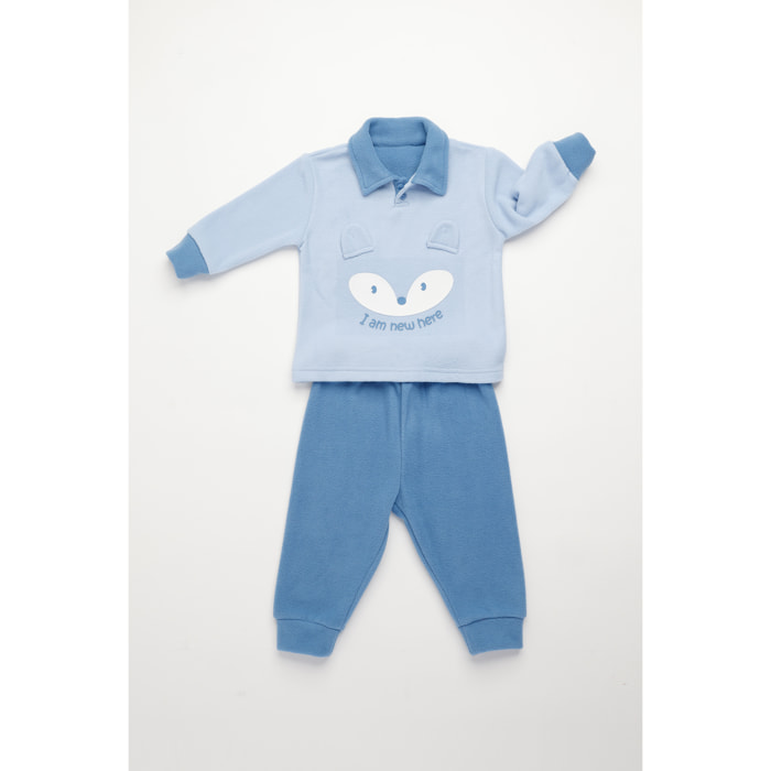 Pigiama neonato pino in pile con collo due bottoni Noidinotte