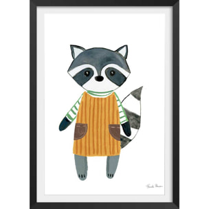 Affiche enfant maman raton  Affiche + cadre en bois - Noir