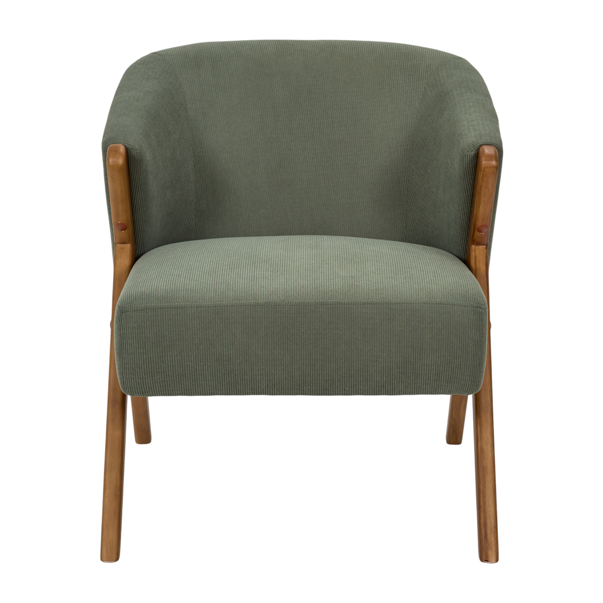 Fauteuil - HOME DECO FACTORY - Jules - Rétro Chic - Côtelé - Vert