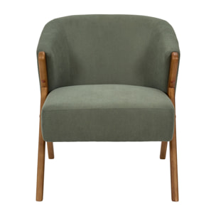Fauteuil - HOME DECO FACTORY - Jules - Rétro Chic - Côtelé - Vert