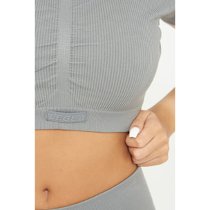 Maglia crop in nylon a maniche corte per yoga o allenamento Way