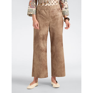 Elena Mirò - Pantaloni palazzo cropped effetto used - Marrone