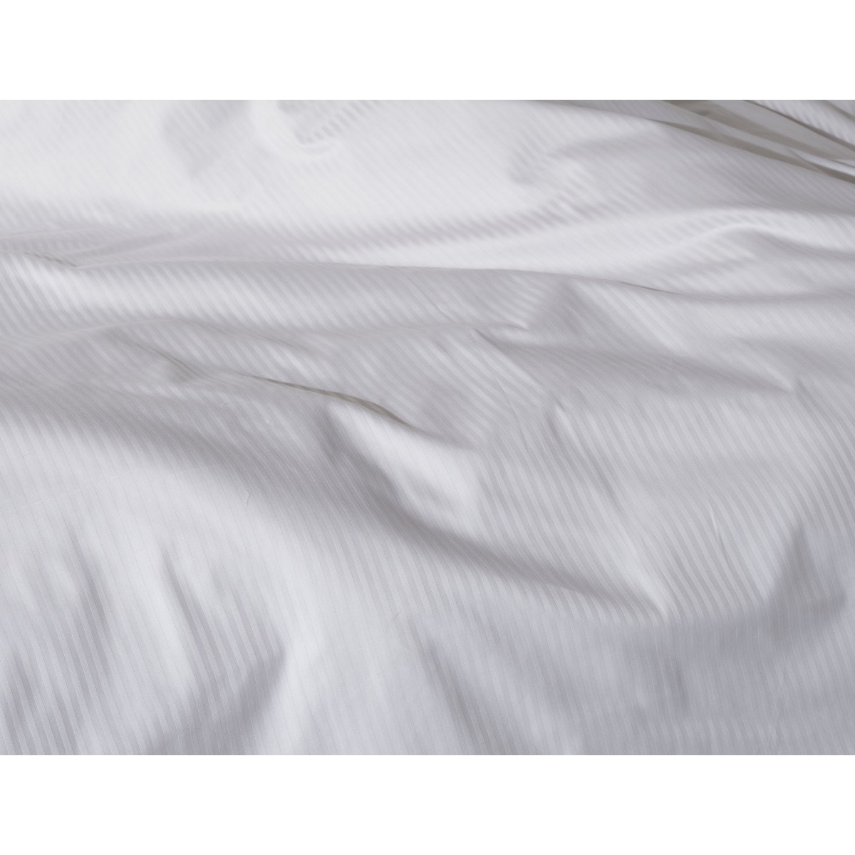 Drap plat satin de coton rayé blanc