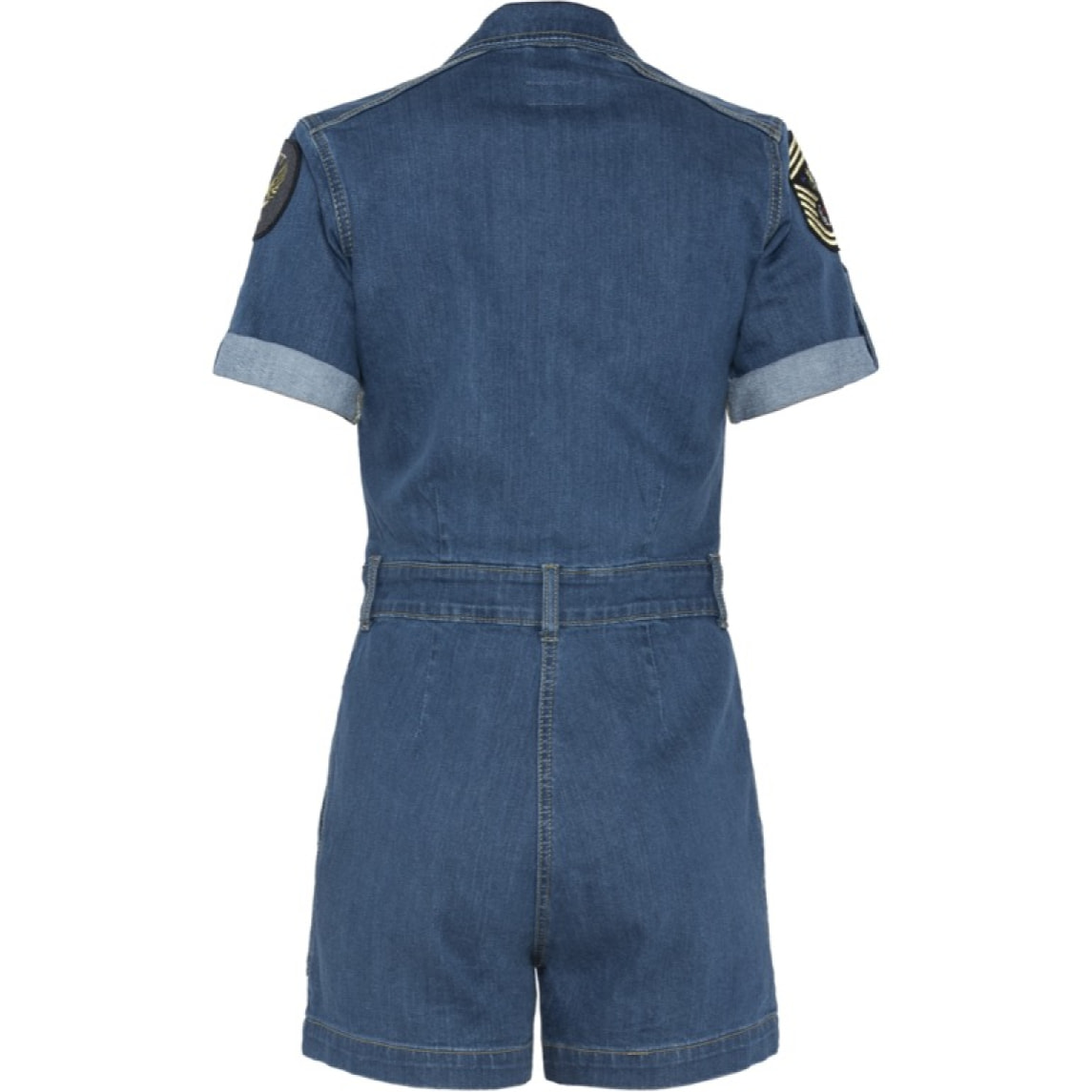 TRSWIFT2W SHORT JUMPSUIT WITH MILITARY BADGES IN STRETCH DENIM  97% COTTON 3% ELASTANE Blu