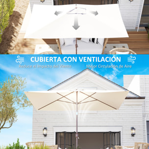 Toldo de Recambio de Sombrilla de 3x2 m Toldo de Repuesto para Sombrilla de Patio con Ventilación Superior Protección UV 50+ Cubierta de Repuesto para Parasol para Exteriores Beige