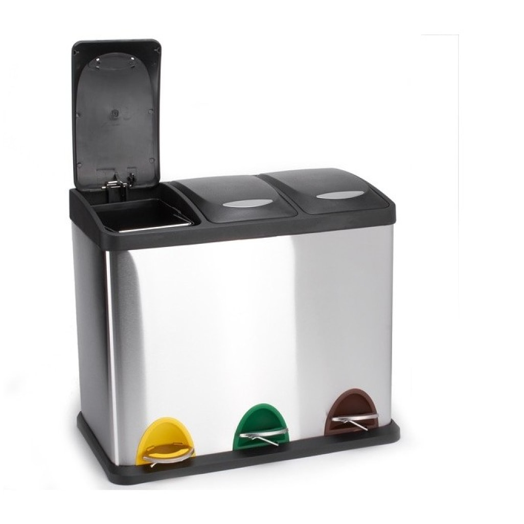 Poubelle à  pédale Tri sélectif Inox 3 bacs 8Lx3 MSV