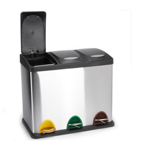 Poubelle à  pédale Tri sélectif Inox 3 bacs 8Lx3 MSV