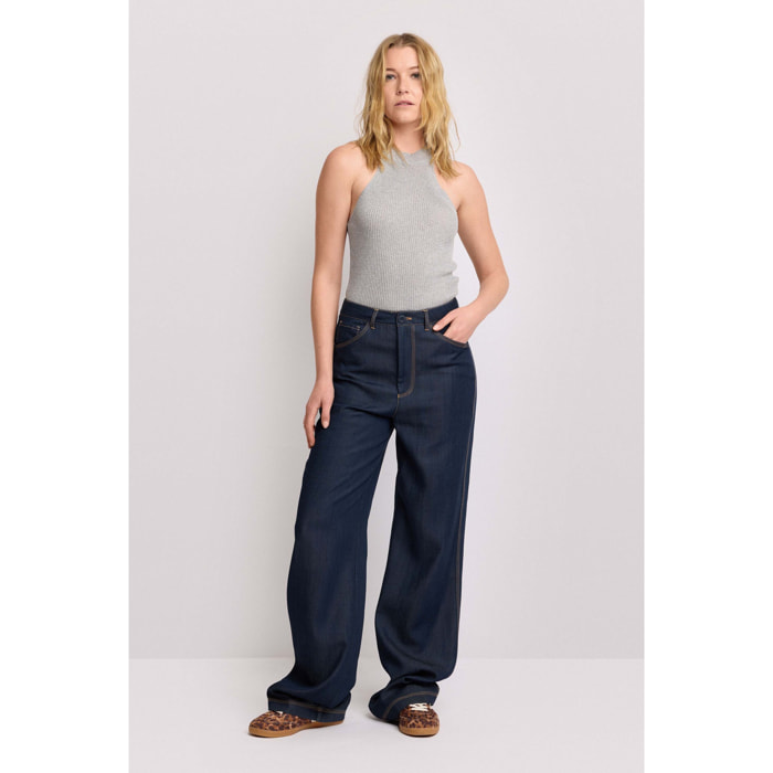 Kocca - Pantaloni jeans wide leg Donna, Tinta unita