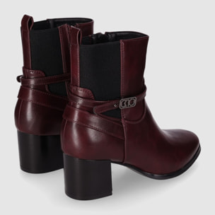 Botines - Vino - Tacón: 6 cm