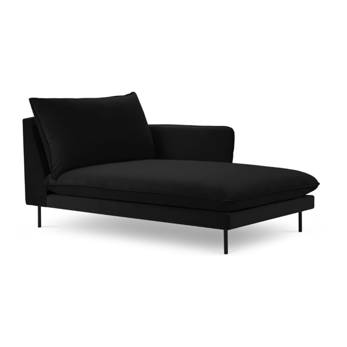 Méridienne droite "Vienna" en velours noir