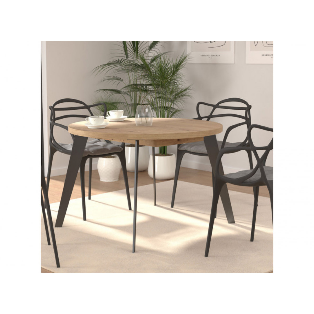 Table ronde en bois extensible D.110 cm - 3 coloris - XTRA