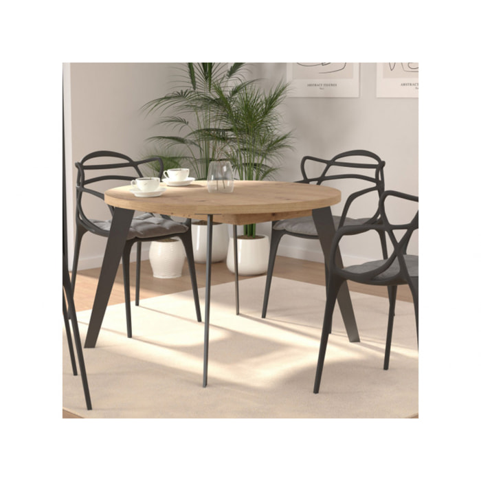 Table ronde en bois extensible D.110 cm - 3 coloris - XTRA