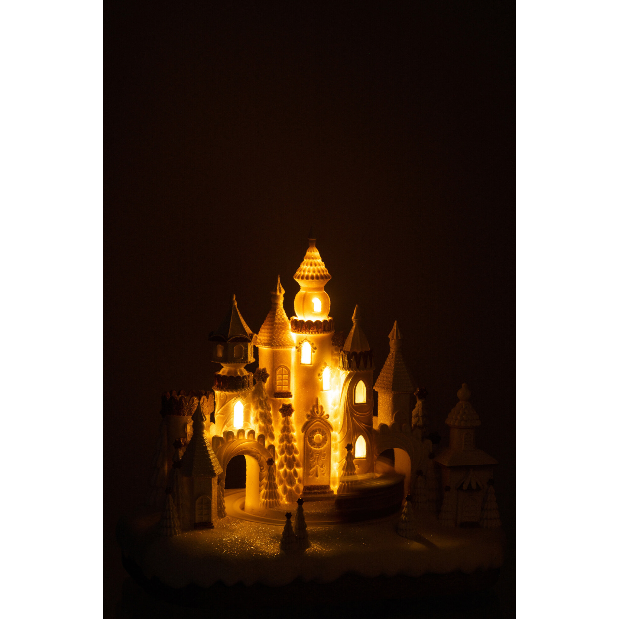 J-Line décoration Pain D'épice Château + Train - polyrésine - beige/blanc