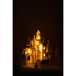 J-Line décoration Pain D'épice Château + Train - polyrésine - beige/blanc