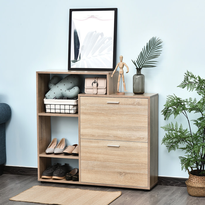 Zapatero con Estante Cubos 101,5x25,5x98cm Madera Natural