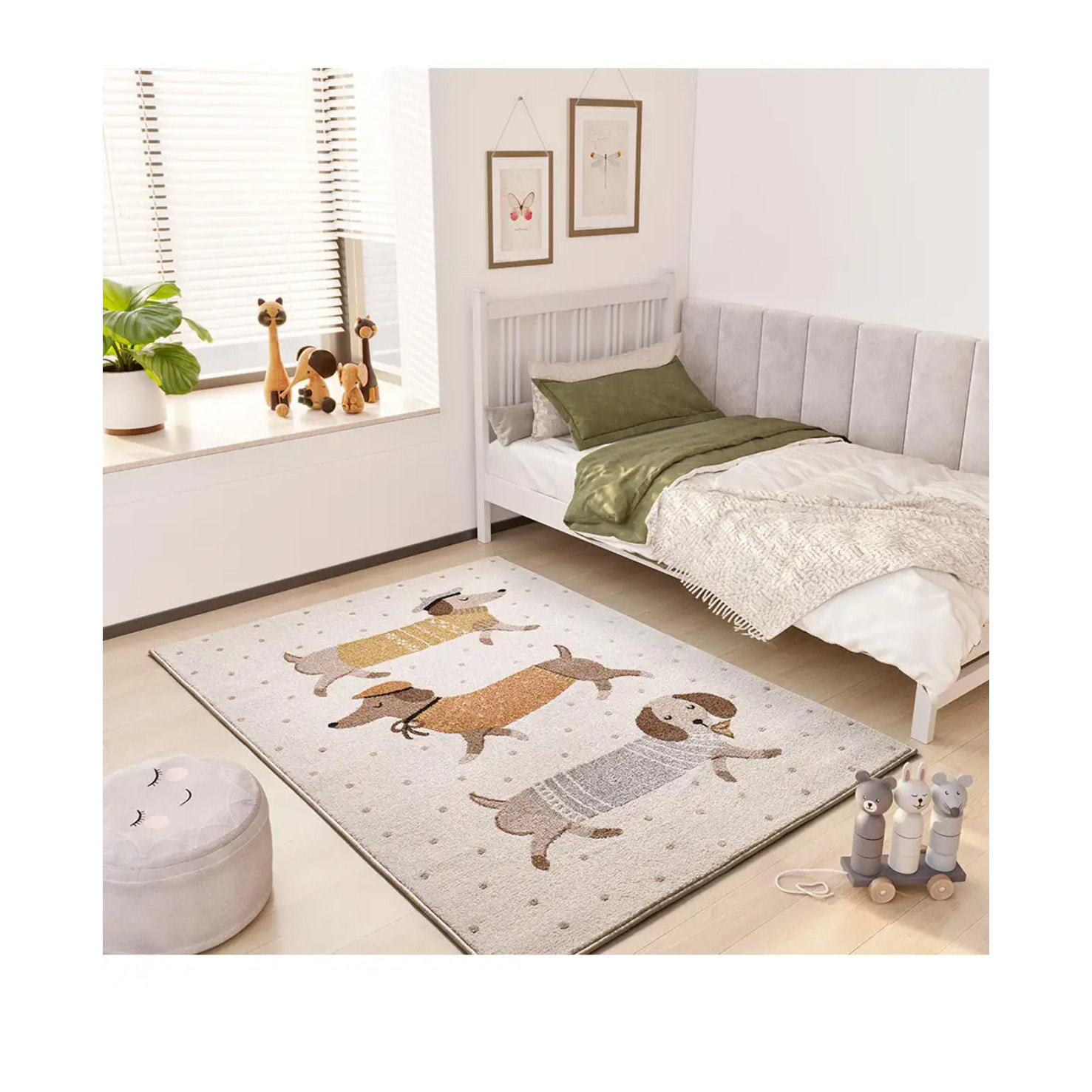 BEATS Alfombra infantil perros salchicha blanco, 120x170 cm