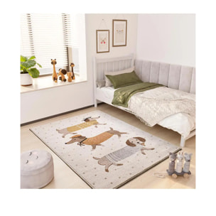 BEATS Alfombra infantil perros salchicha blanco, 120x170 cm