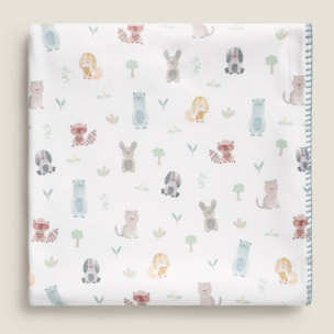 Plaid polar estampado animales Bicus color blanco
