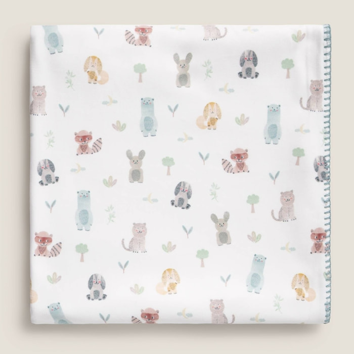 Plaid polar estampado animales Bicus color blanco