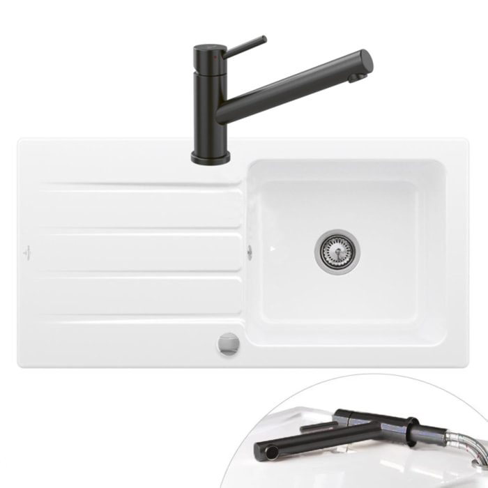 Evier 1 bac Architectura 60 vidage auto + Robinet de cuisine Como Window Anthracite